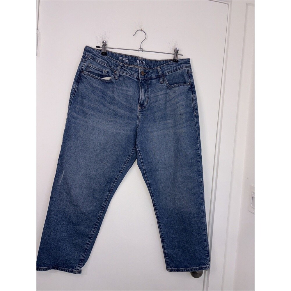 A.N.A. A NEW APPROACH Women's Cropped Jeans Size 14P High Rise Boyfriend Stretch